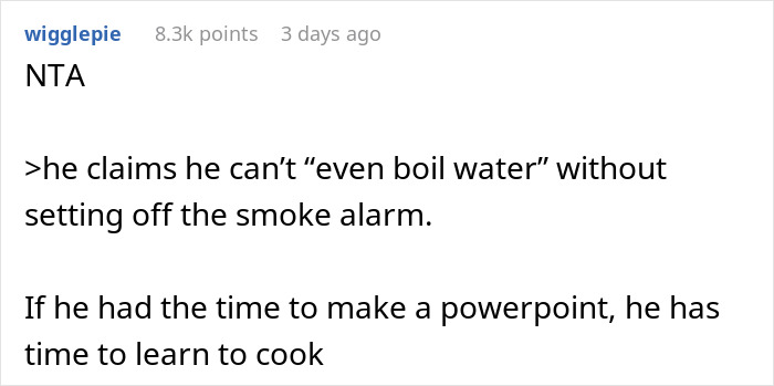 Man Thinks Criticizing GF&rsquo;s Food With A Presentation Is Funny Until She Gives One To Him