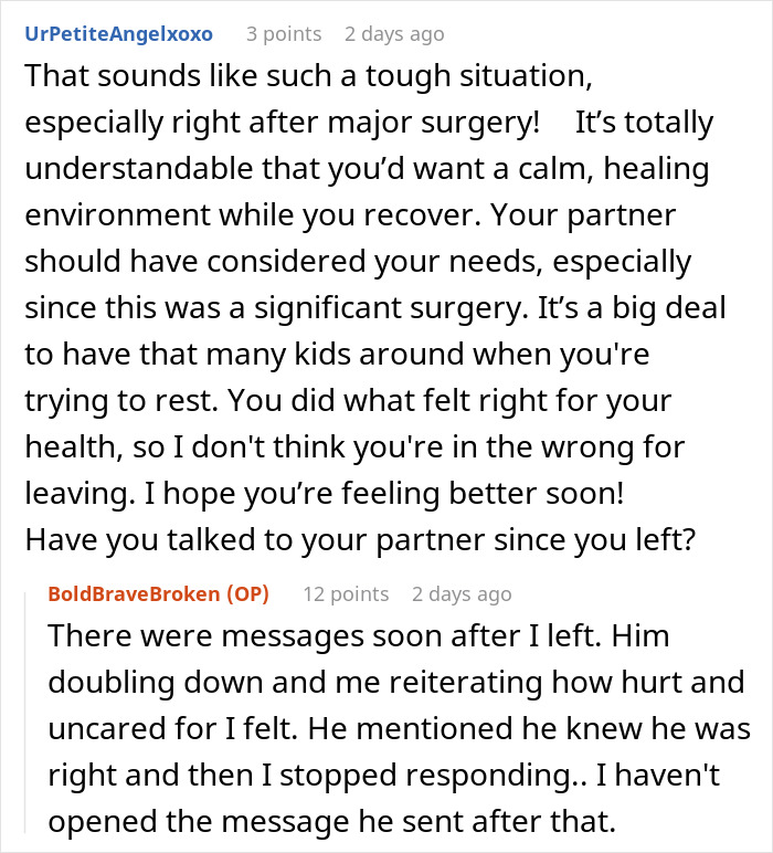 Woman Forced Out Of Her Home After Partner's Last-Minute Sleepover Plans Wreck Surgery Recovery Woman Forced Out Of Her Home After Partner's Last-Minute Sleepover Plans Wreck Surgery Recovery