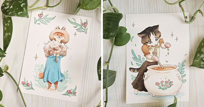 I Combined Cottagecore And Beatrix Potter To Create 16 Watercolor Illustrations For Inktober