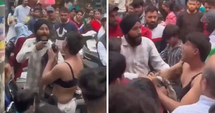 Man Wearing A Bra Thrashed By Crowd For Filming “Obscene Videos” In Market