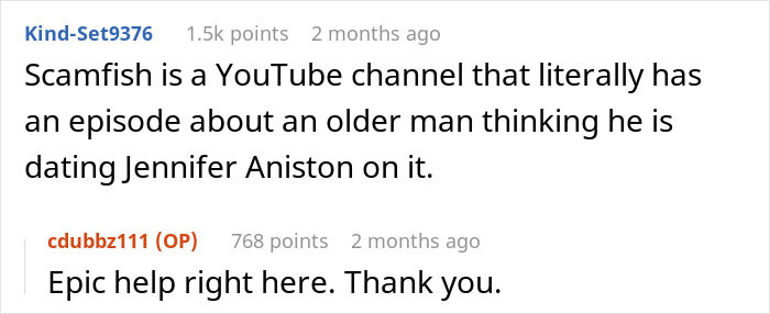 Reddit comments discussing a YouTube channel about elderly deepfake scam victims. Reddit comments discussing a YouTube channel about elderly deepfake scam victims.