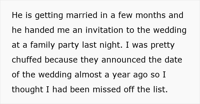 &ldquo;I&rsquo;d Be Hurt Too&rdquo;: Woman Seeks Advice After Getting Evening-Only Invitation To Brother&rsquo;s Wedding
