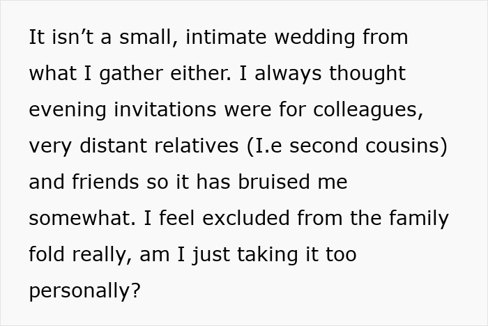 &ldquo;I&rsquo;d Be Hurt Too&rdquo;: Woman Seeks Advice After Getting Evening-Only Invitation To Brother&rsquo;s Wedding