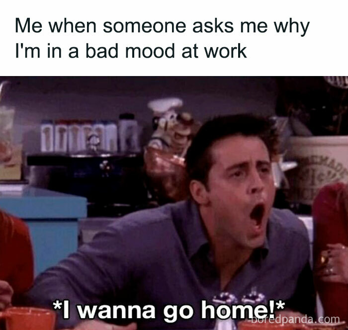 Man at work expressing desire to go home, illustrating a spot-on meme.