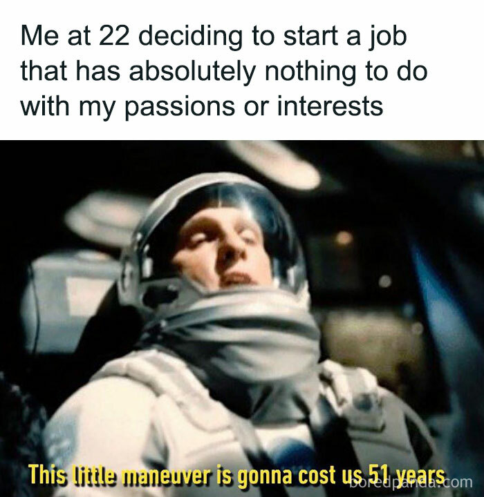 Astronaut meme humorously depicting the struggle of taking an unrelated job for your third coffee break enjoyment.