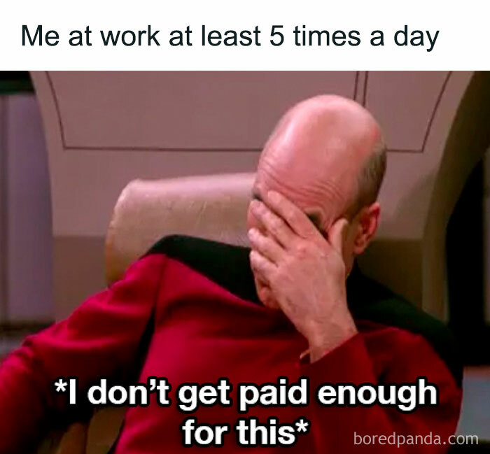A person facepalming, captioned with text about work frustration, representing spot-on memes.
