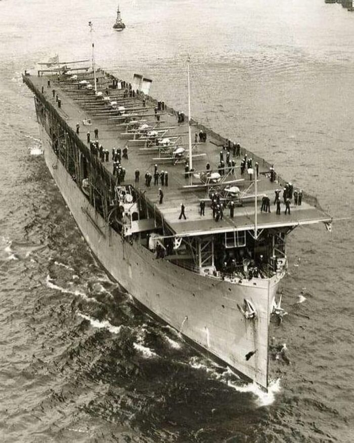 The First American Aircraft Carrier. Converted From A Coal Cargo Ship. Uss Langley. 1928