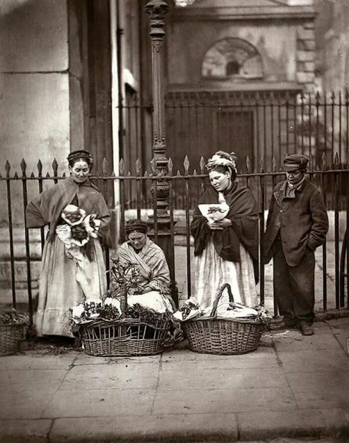 Poor Women Selling Flowers At Covent Garden, 1877