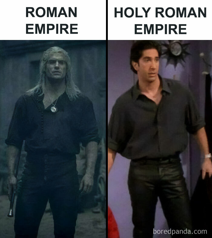 Comparison of Roman Empire vs. Holy Roman Empire using humorous TV and movie characters.