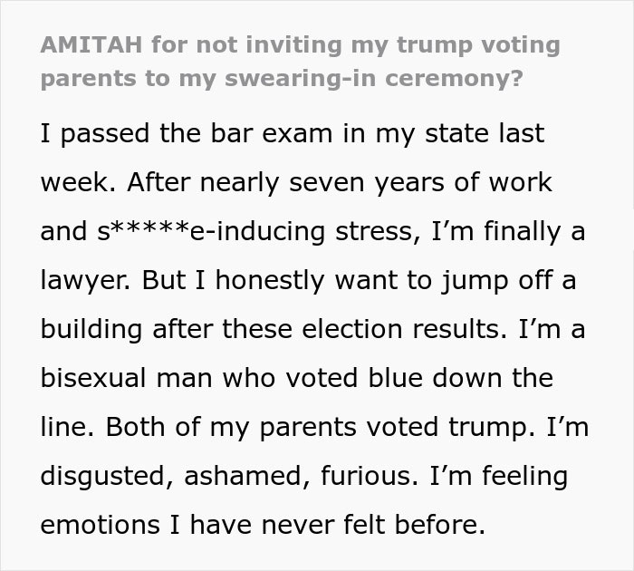 Man Is So Ashamed Of Parents&rsquo; Vote In Elections That He Doesn&rsquo;t Want Them At His Swearing-In