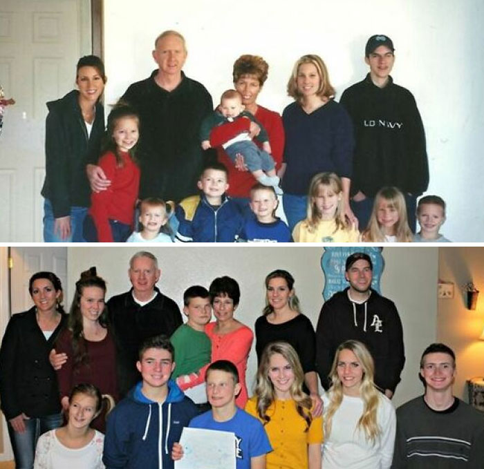 Family before-and-after photos showcasing the vestiges of history through growth and change over time.
