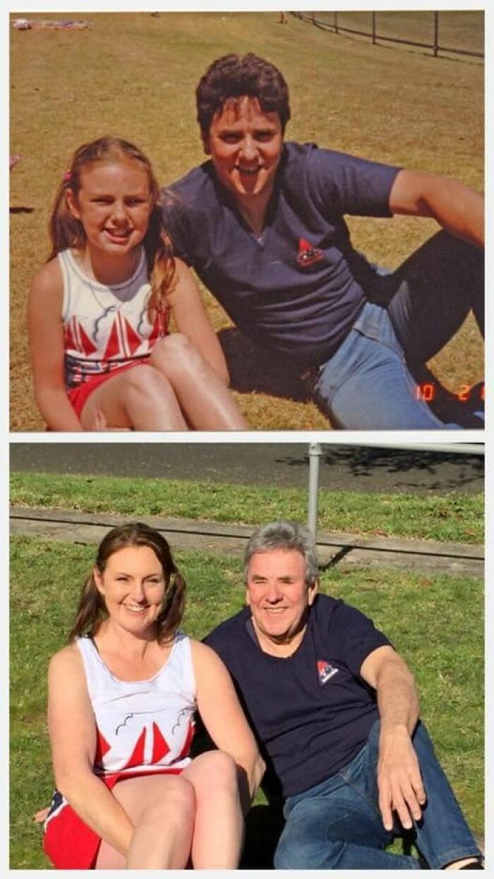 This Is My Dad And I, Taken 33 Years Apart. 1985 And 2018