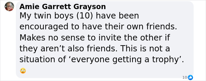 Text comment about a mom discussing birthday invitations for her twin boys. Text comment about a mom discussing birthday invitations for her twin boys.