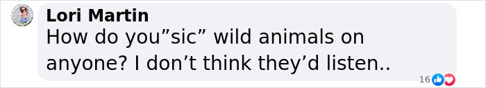 Comment questioning how wild animals could be sent after someone, related to Josh Brolin story.