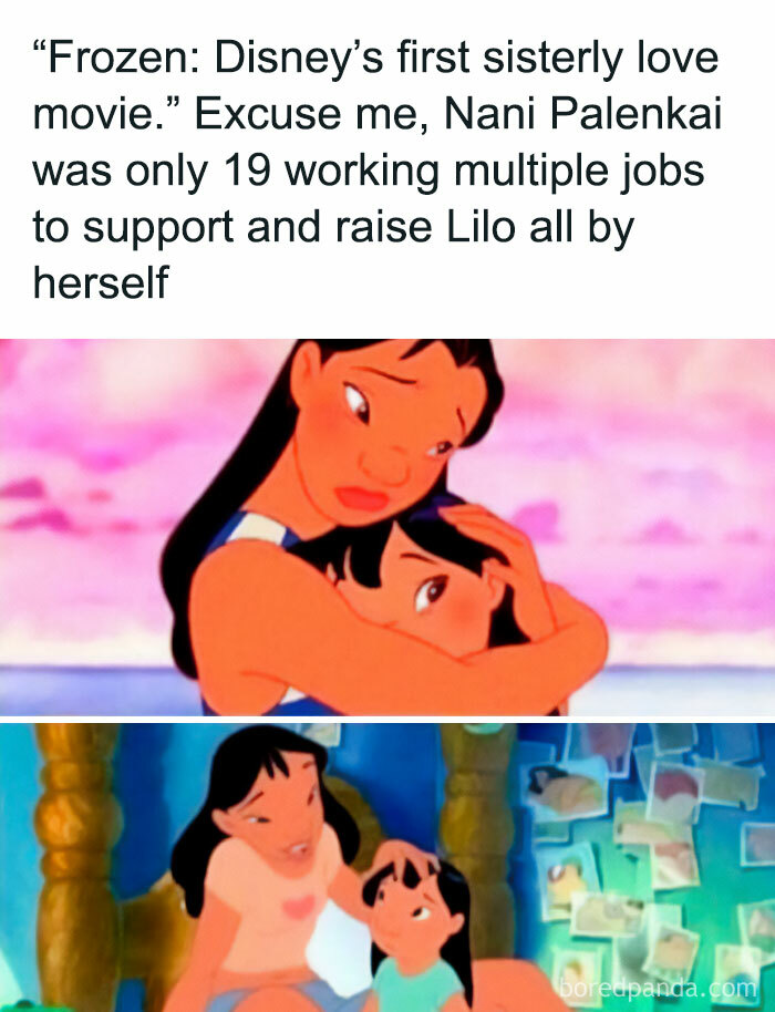 Nani Palenkai hugging Lilo, highlighting sisterly love, creating relatable-memes.
