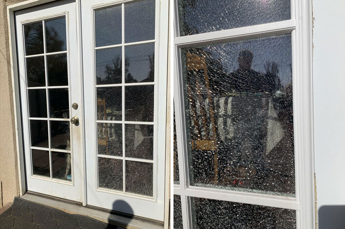 Someone Shot My French Door With A Bb Gun Today. Happy Thanksgiving