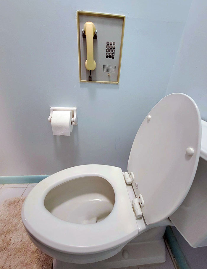 My Grandparent’s Bathroom From The 1950s Has A Built In Toilet Phone