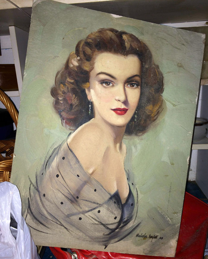 I Just Spent Christmas With My 89 Year-Old Grandmother. While I Was There, I Found This Picture My Grandfather Painted Of Her In 1949