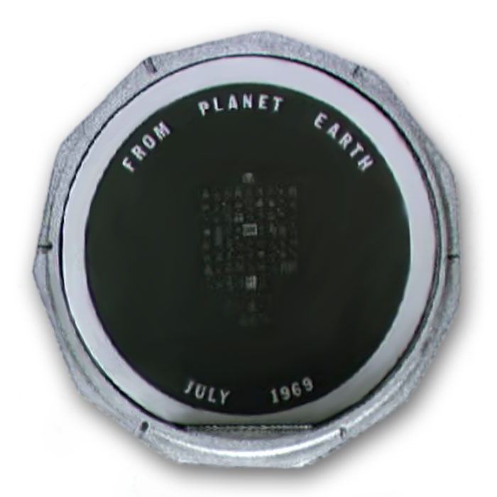 Historical time capsule from July 1969, labeled "From Planet Earth."