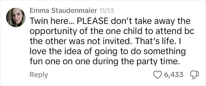 Comment about twin birthday invitation decision sparks discussion. Comment about twin birthday invitation decision sparks discussion.