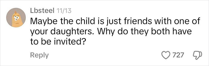 Comment questioning why both twins need a birthday invitation. Comment questioning why both twins need a birthday invitation.