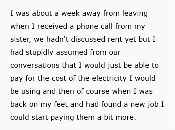 Text discussing assumptions about rent and electricity costs with sister related to lottery winnings. Text discussing assumptions about rent and electricity costs with sister related to lottery winnings.