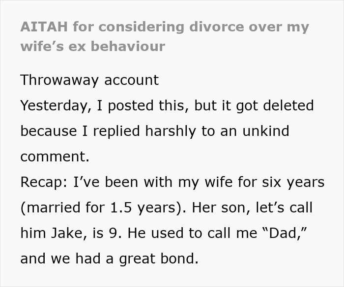 Wife Doesn&rsquo;t Believe Husband When He Says Her Ex Is A Lying Jerk, He Considers Divorce