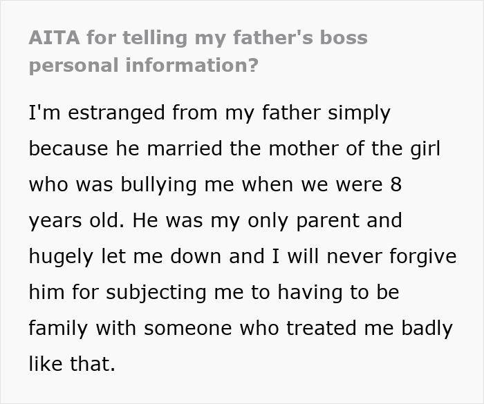 Text screenshot discussing personal conflict and family issues, highlighting a strained father-daughter relationship.