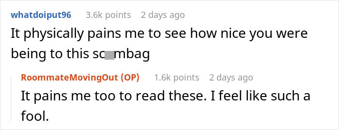 Reddit comments about a roommate who stole stuff from an apartment.