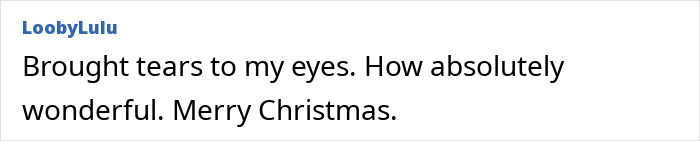 Comment expressing emotion over a family reunion after 75 years, mentioning tears and Christmas wishes.