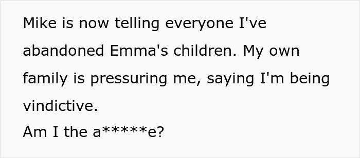Text conversation revealing conflict about babysitting deceased friend's kids amid infidelity issues.