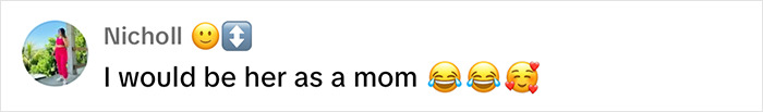 Comment about being a mom with emojis, related to baby's appearance.