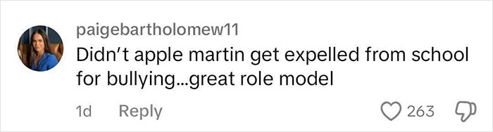 Social media comment criticizing Apple for alleged past behavior, sparking debate on her image. Social media comment criticizing Apple for alleged past behavior, sparking debate on her image.