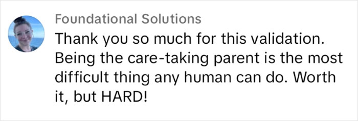 Comment highlighting the challenges of being a 'great family sacrificer' by a user named Foundational Solutions.