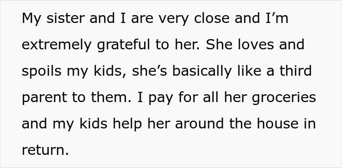 Text discussing a close relationship between siblings and their kids&rsquo; bond with their aunt.