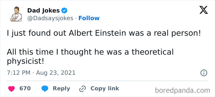 Science meme about Albert Einstein being a real person, not just a theoretical physicist, with humorous twist.