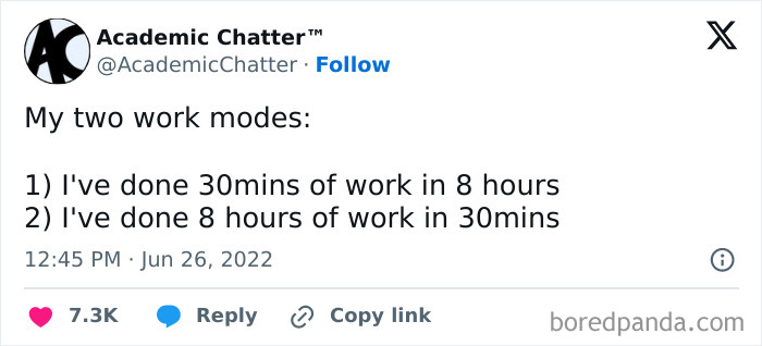 Relatable meme about work modes, highlighting the struggle to stay sane with humor.