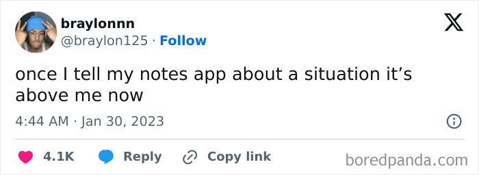 Relatable meme about using a notes app to deal with stress, capturing the humor in staying sane.