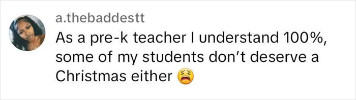 Teacher reacts to student's behavior issues with Christmas comment. Teacher reacts to student's behavior issues with Christmas comment.
