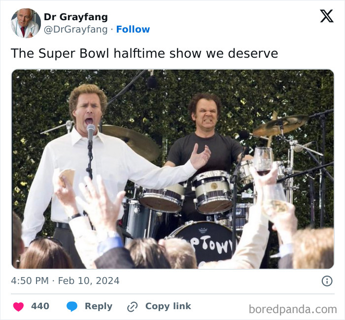 Funny meme of two men humorously performing as a band at an outdoor event, evoking laughter like a controlled chaos.