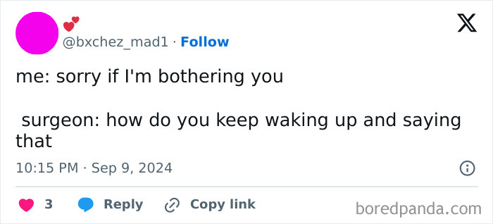 Relatable meme about feeling anxious, featuring a humorous conversation with a surgeon.