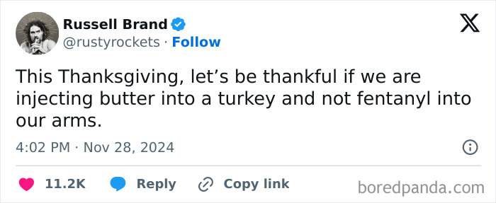 Official social media account shares a humorous Thanksgiving post about butter and turkey.