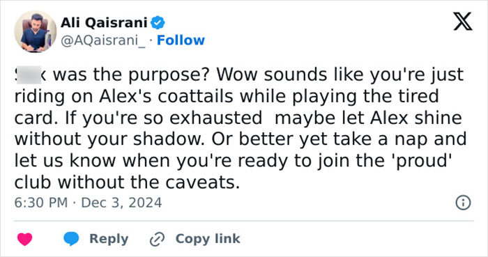 Tweet from Ali Qaisrani discussing competition and support in a modeling context. Tweet from Ali Qaisrani discussing competition and support in a modeling context.