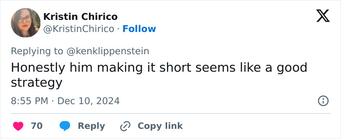 Tweet reply discussing Luigi Mangione's strategy in manifesto leak.