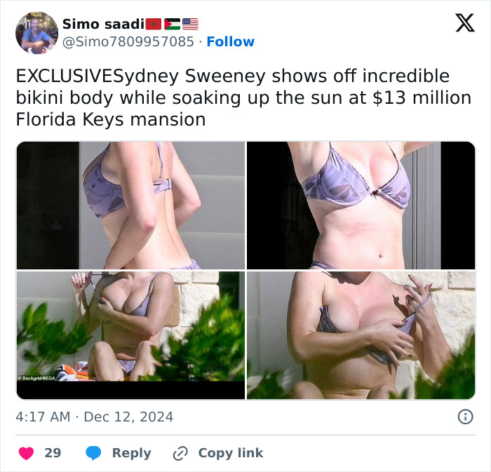 Sydney Sweeney in a bikini at a luxurious Florida Keys mansion. Sydney Sweeney in a bikini at a luxurious Florida Keys mansion.
