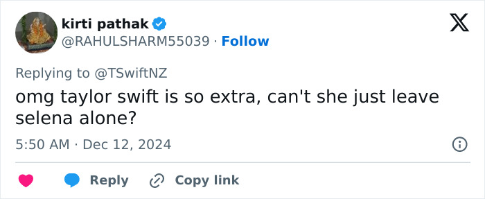 Criticism of Taylor Swift's reaction to Selena Gomez&rsquo;s engagement on social media.