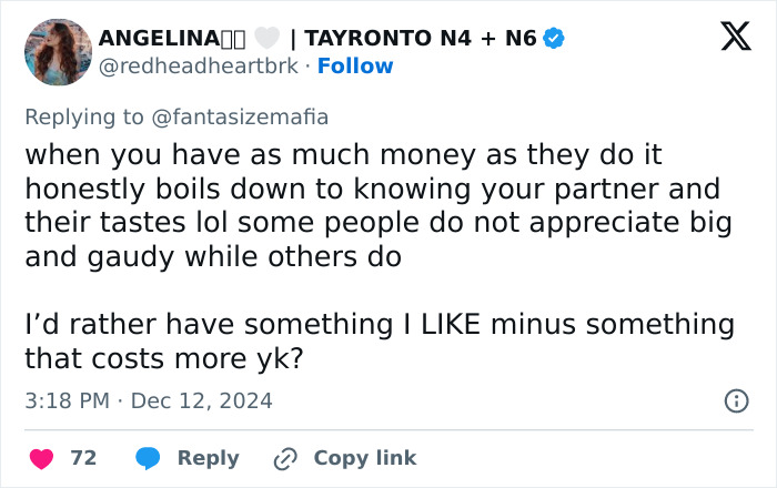 Tweet discussing preferences in engagement ring styles and tastes amidst Selena Gomez and Hailey Bieber comparison issue. Tweet discussing preferences in engagement ring styles and tastes amidst Selena Gomez and Hailey Bieber comparison issue.