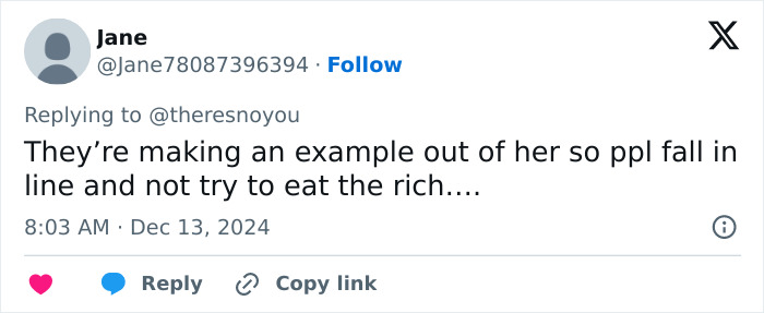 Jane's tweet about the arrested Briana Boston and her legal consequences. Jane's tweet about the arrested Briana Boston and her legal consequences.