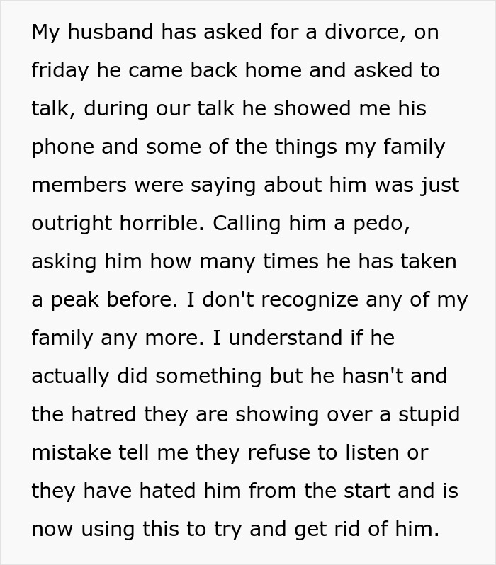 Text from a story about a teen's false claims leading to a family crisis and a stepdad's divorce request. Text from a story about a teen's false claims leading to a family crisis and a stepdad's divorce request.