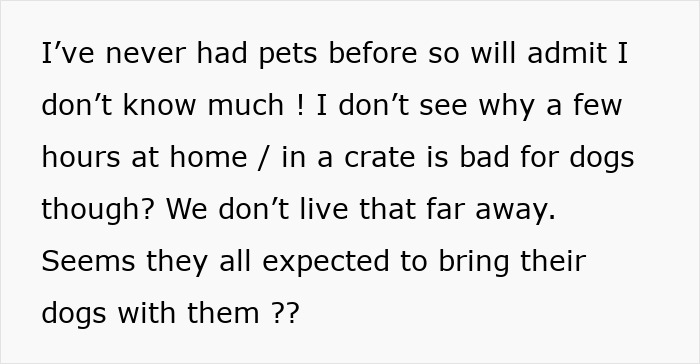 Text discussing family Christmas party issues with uninvited dogs.